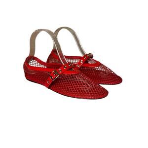 Coutgo Red Mesh Mary Janes Women’s Size 9 Flats Cupid Cosplay